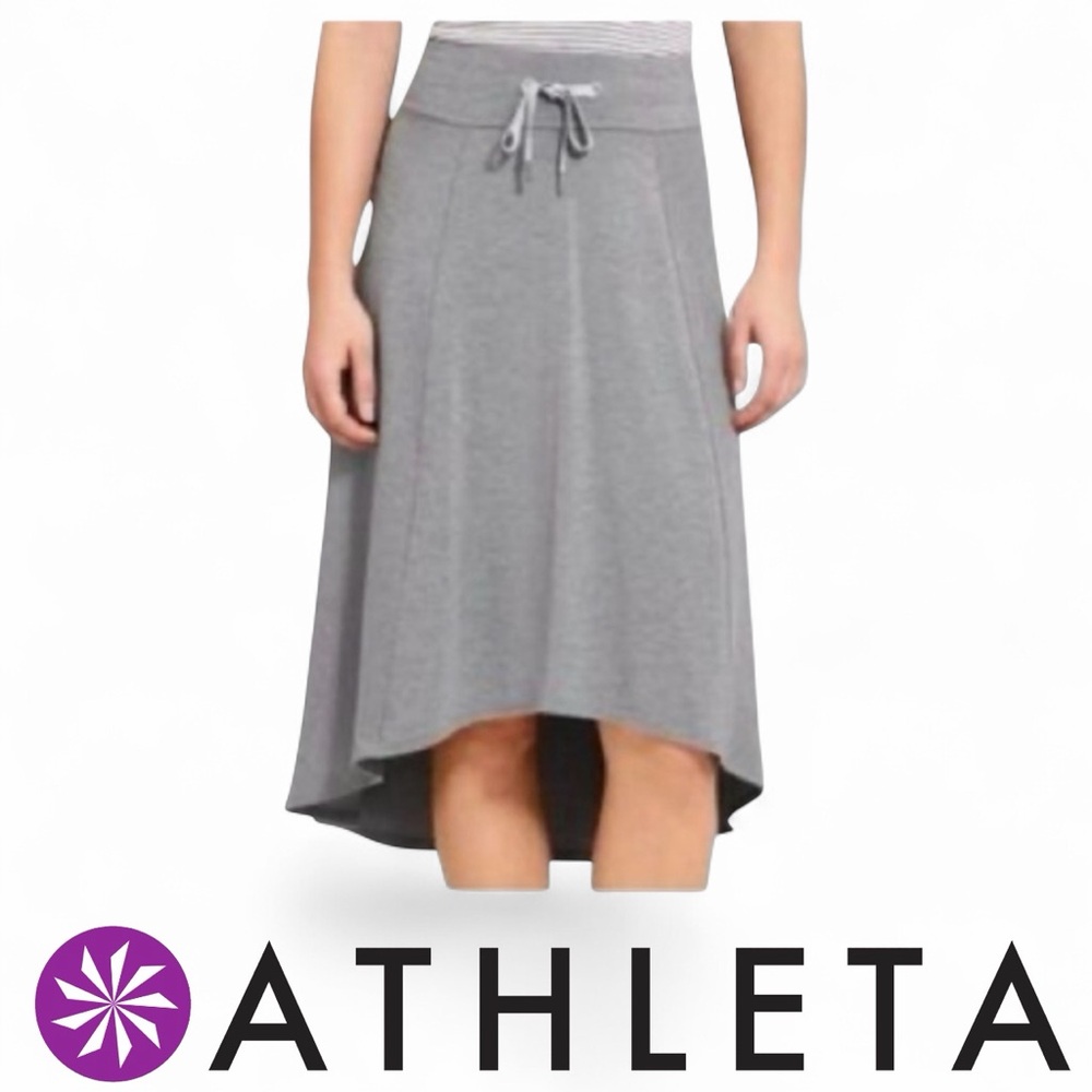 Athleta brand high low gray 🩶 drawstring skirt athleisure size large travel